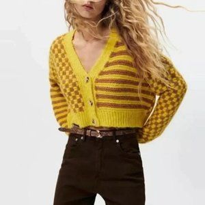 Zara checker cardigan sweater, like new